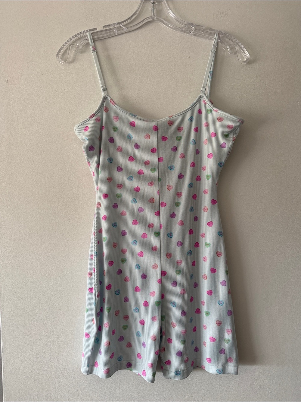 SKIMS Soft Lounge Scoop Onesie Cloud Candy Heart Print Ribbed Romper Size M NWT - Picture 4 of 6